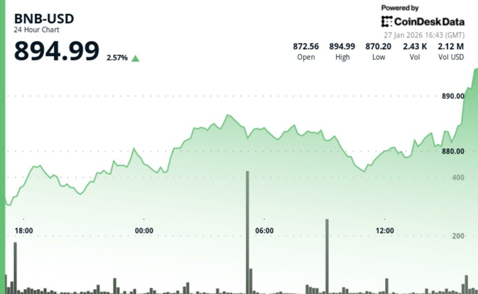 Bnb rises 2.5%, nears $900 mark as prediction market growth signals utility expansion