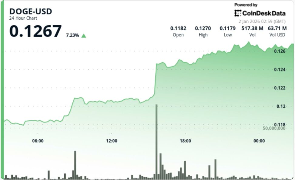 Dogecoin surges 7% as a double bottom break sparks doge rally