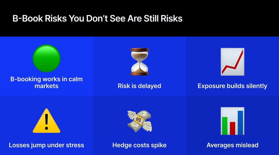 B book challenge: how delayed hedging, threshold based controls create non linear losses
