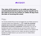 Got a kraken notice about forgotten crypto from 2022...