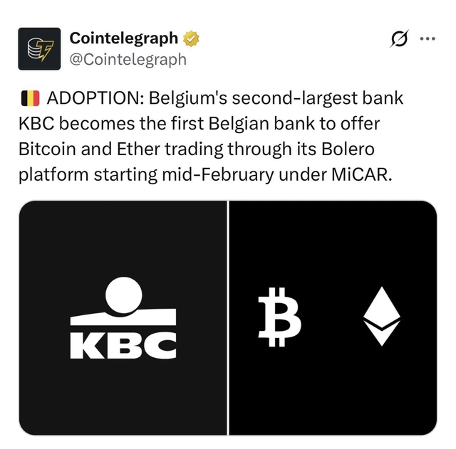 Belgium's 2nd largest bank kbc to launch crypto trading starting february 16, 2026