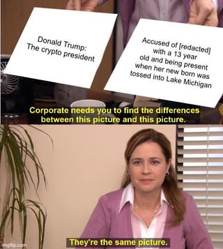 No way the crypto president isn’t going to do something crazy to global markets as a distraction after he latest epstein document release