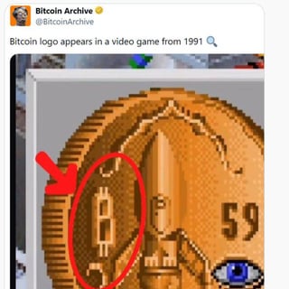 Bitcoin logo appears in a video game from 1991