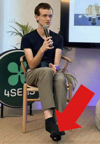 Eth down so bad vitalik can't even afford new socks