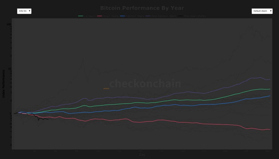 Bitcoin logs worst first 50 day start to a year on record
