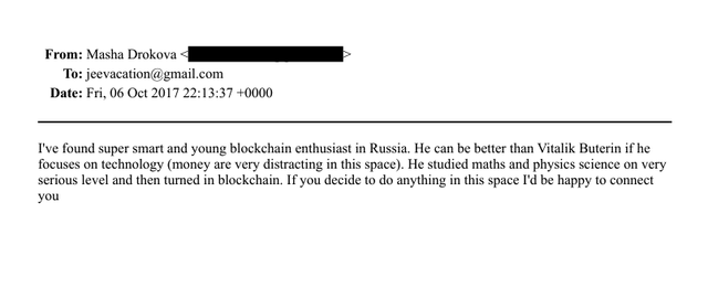 Jeffrey epstein allegedly attempted but failed to "trap" vitalik buterin, after which masha drokova claimed to have found a "better vitalik" in russia as an alternative