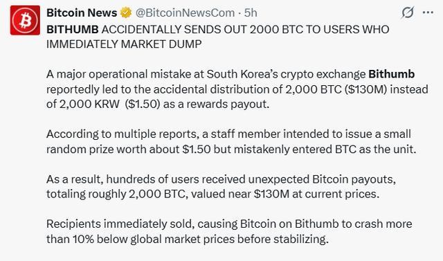 Bithumb exchange might be f**ked after accidently giving out 2,000 btc to hundreds of users.
