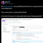 The first confirmed case of vibecoded defi being exploited