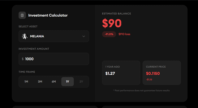 Omg turned $1000 into $90 in one year. melania investors, how we feeling?