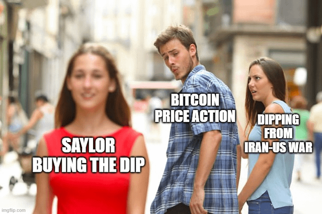 Watch saylor announce he bought the dip tomorrow and then we drop 15% with the rest of the market on monday