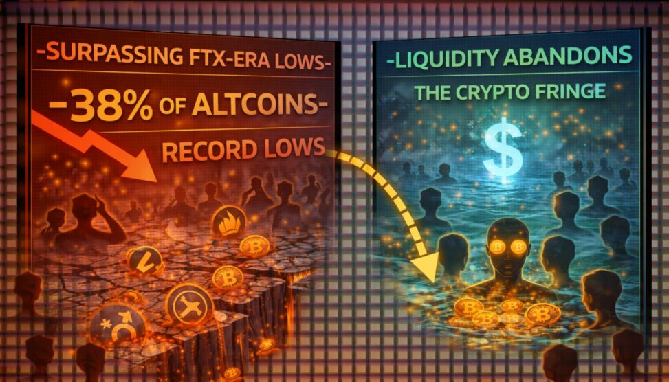 Surpassing ftx era lows: 38% of altcoins hit record lows as liquidity abandons the crypto fringe