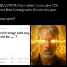 Polymarket traders give 12% chance that strategy sells bitcoin this year