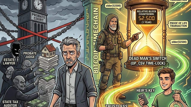 The dead man's switch: how to program a trustless bitcoin inheritance using op csv. trusting an estate lawyer with your keys means surrendering your wealth. how to use relative time locks to build a trustless, algorithmic will.