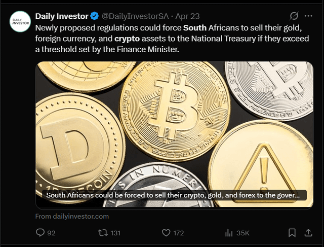 The new south african crypto regulation proposal must be true because it is that stupid