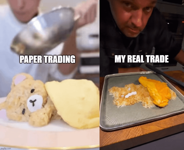 Paper trading vs my real trade