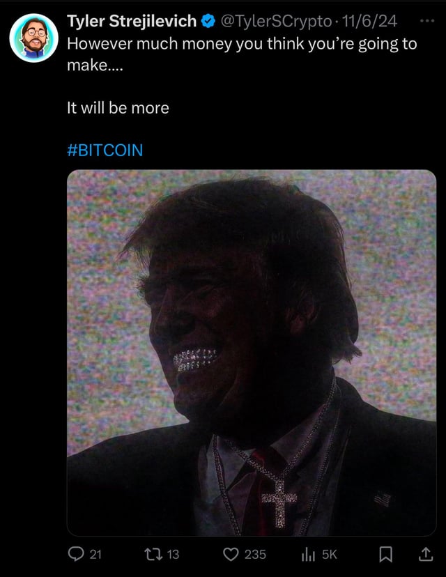 Don’t ever forget these dumb crypto bro influencers that convinced the community that orange man would be good for crypto