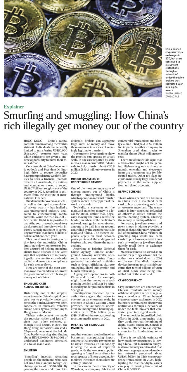 Smurfing and smuggling: how china’s rich illegally get money out of the country