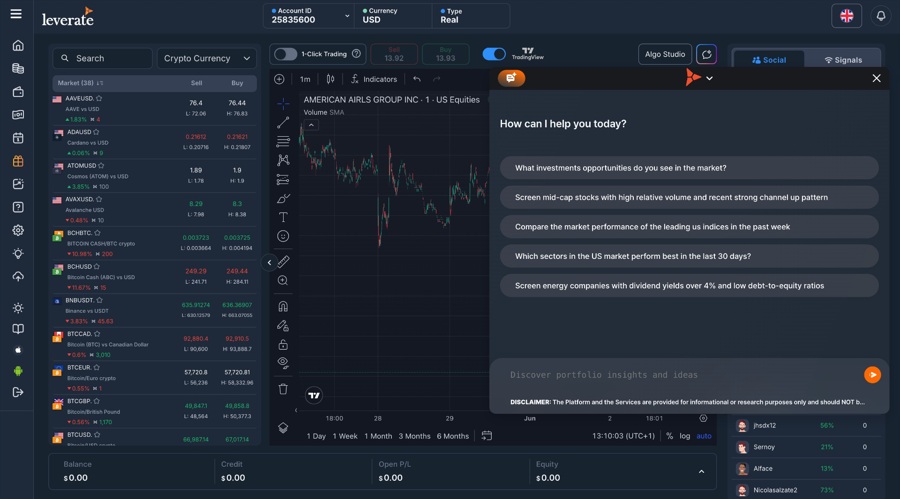 Leverate bundles ai chat assistant with a back office view of client activity