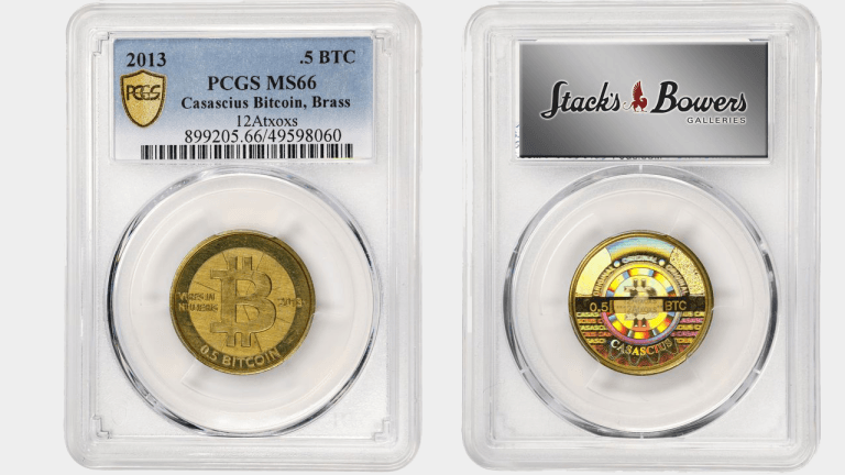Stack’s bowers auctions funded 0.5 bitcoin casascius token from america’s 237th birthday
