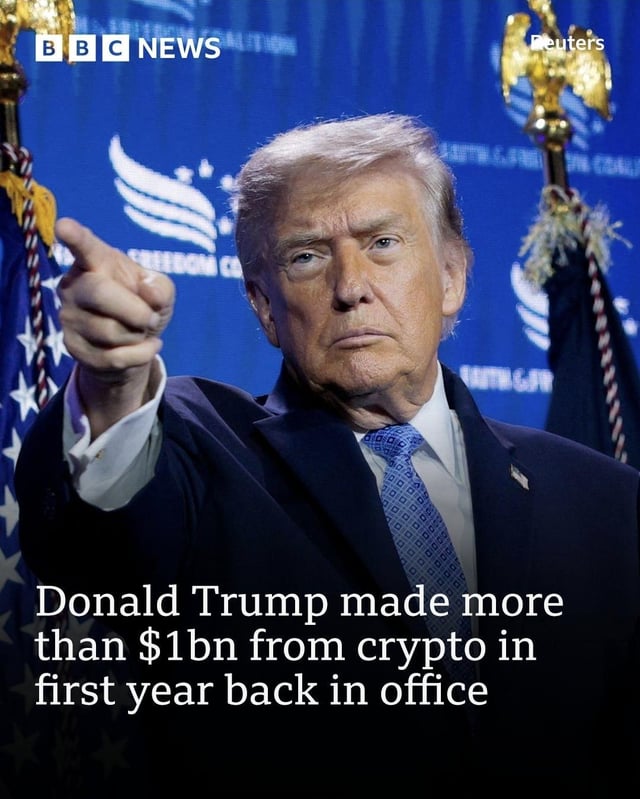 Trump made more than $1bn from crypto in first year back in office