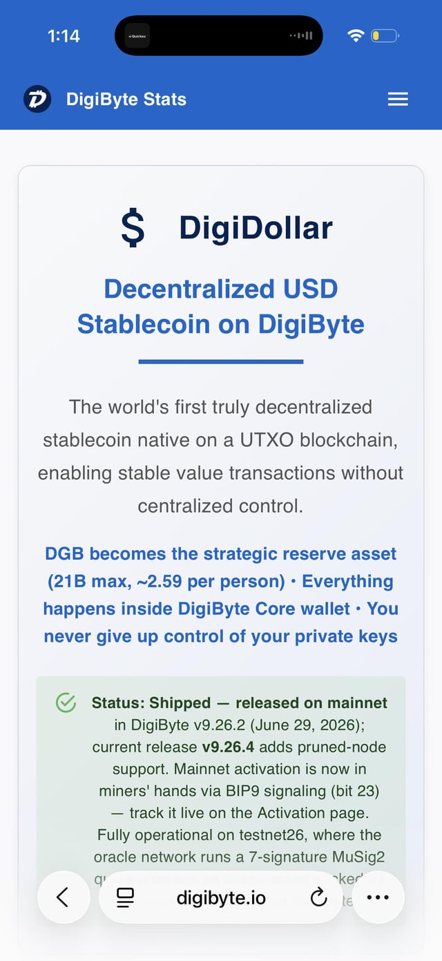 Digidollar goes live on digibyte mainnet