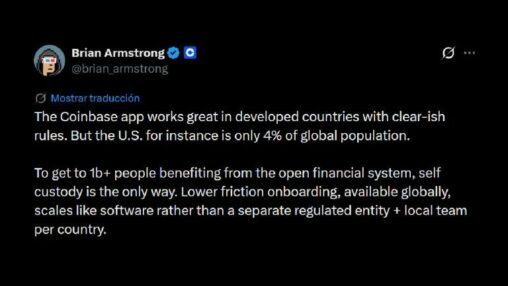 ‘the only way’: coinbase ceo brian armstrong champions self custody to reach 1 billion users