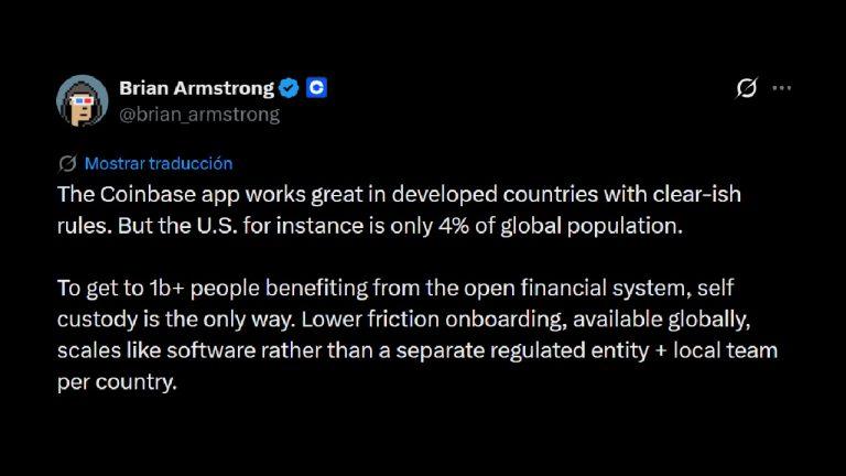 ‘the only way’: coinbase ceo brian armstrong champions self custody to reach 1 billion users