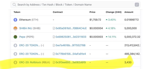 Ellipal cold wallet not displaying rblk tokens