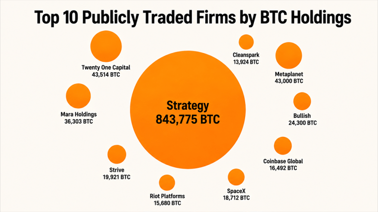 Top 10 publicly traded firms by btc holdings reveal a million bitcoin power bloc
