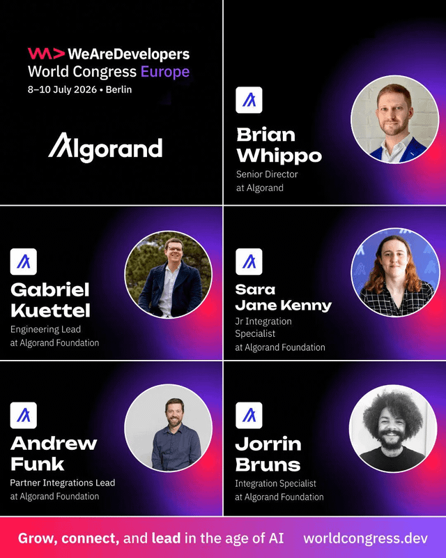 The algorand team will be on the ground at wearedevelopers in berlin (july 8 10)