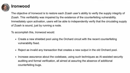 Zcash price climbs 13% in a week as network preps ironwood upgrade