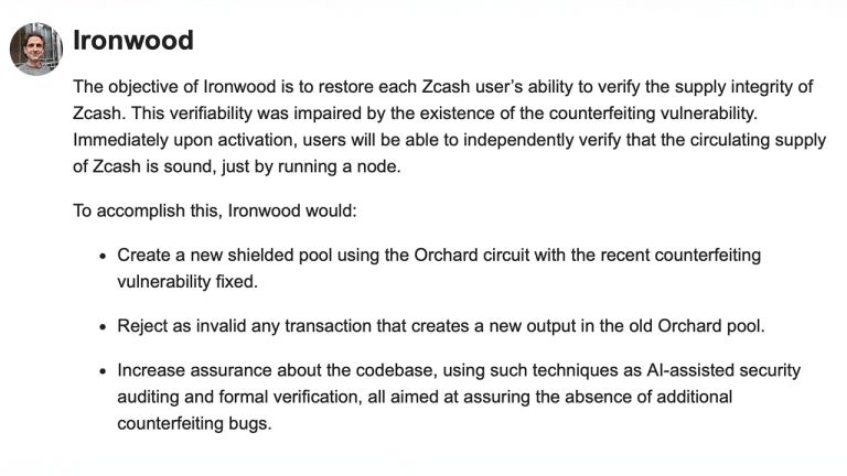 Zcash price climbs 13% in a week as network preps ironwood upgrade