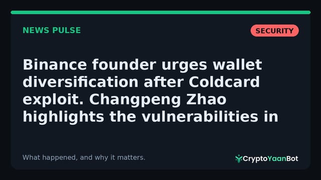 News pulse : binance founder urges wallet diversification