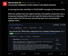 Coldcard firmware hotfix update can brick devices