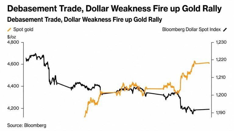 Gold hits $4,620 as treasury buybacks reignite the dollar debasement trade