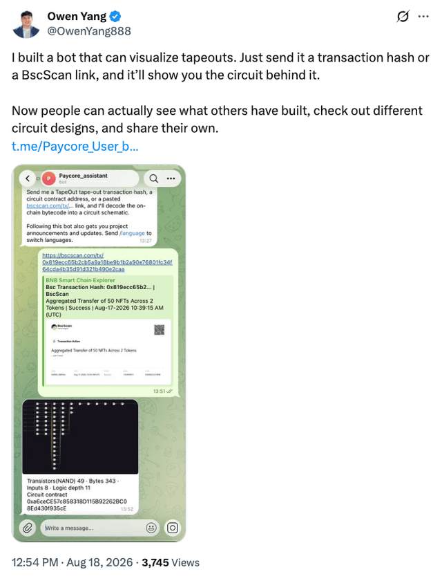 Cool bot that visualizes tapeout circuits on bsc