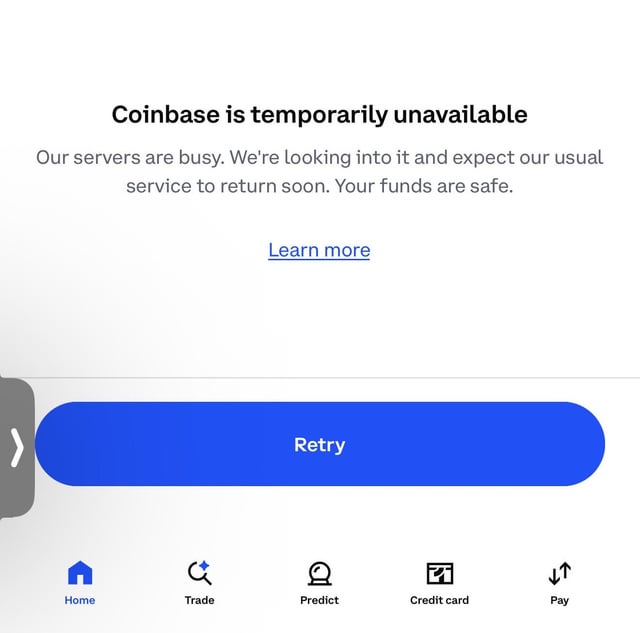 Coinbase unavailable message?