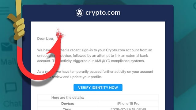 Crypto.com users targeted by phishing campaign abusing company's email domain