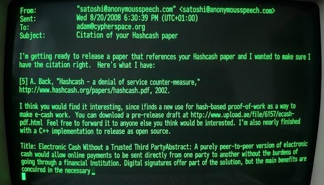On this date 18 years ago, satoshi emailed adam back letting him know he was going to cite hashcash in the bitcoin whitepaper