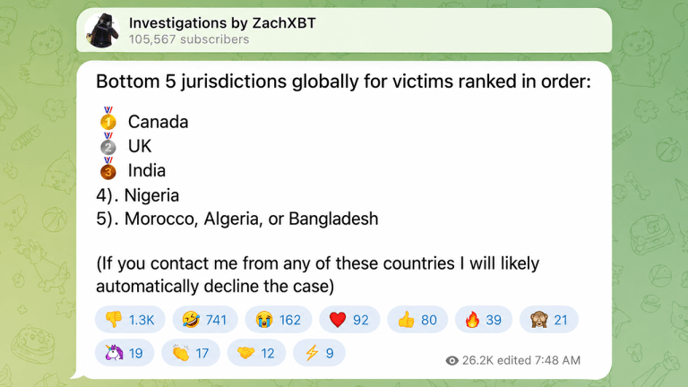 Zachxbt exposes canada as worst global hotspot for crypto fraud