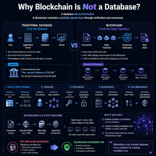 Why blockchain is not a database?