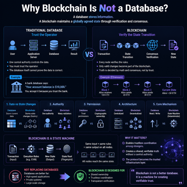 Why blockchain is not a database?
