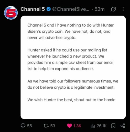 Channel 5 live announcement from ch5 twitter account!!!!!!!!!!!!!!!!!!!!!!!!!!!!