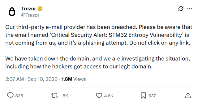 Trezor's third scare in a month or two and why it's still not a wallet problem