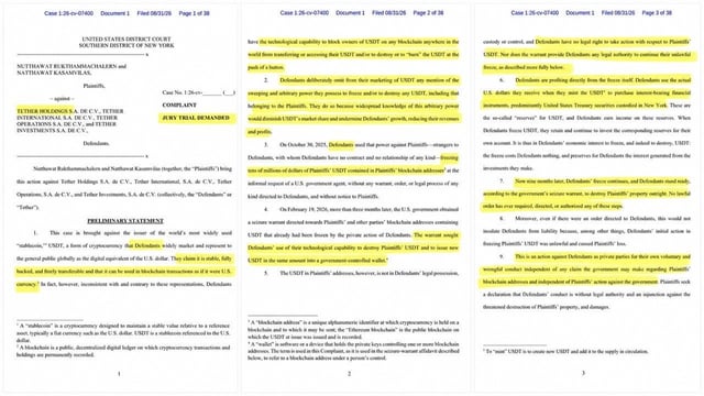 Tether froze $42 million of two people's usdt four months before any warrant existed, and they weren't even part of the case it was later tied to. if you hold stablecoins, this lawsuit is about you.