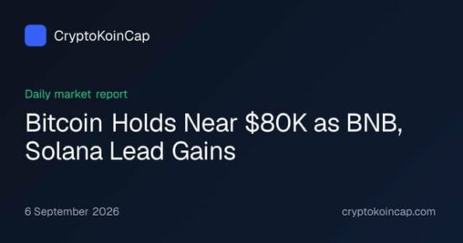 Bitcoin holds near $80k as bnb, solana lead gains