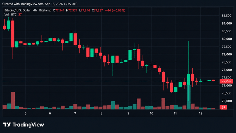 Bitcoin price takes a $3,215 ride just to land back at $77k
