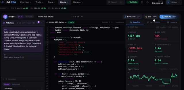 I backtested astrology as a crypto trading strategy. jupiter was my portfolio manager, mercury my risk assessor. it made +3.4% in 45 days, beating every other bot i built :| but there's a catch.
