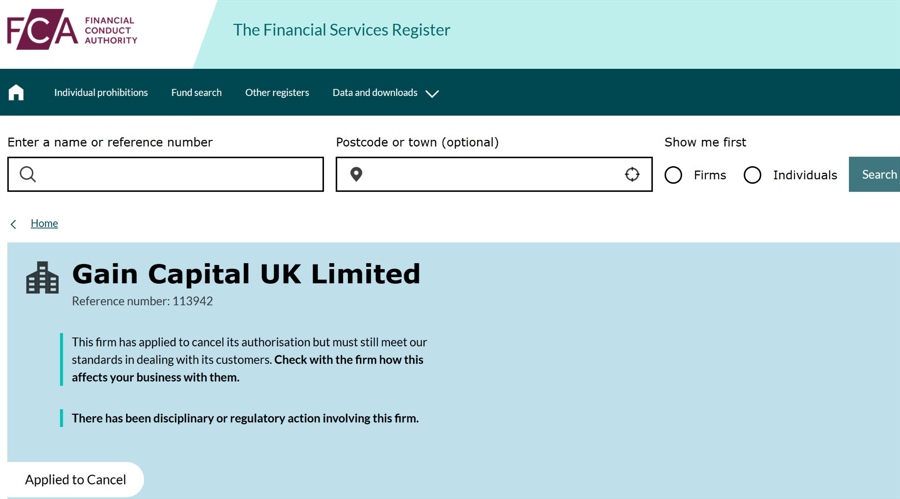 Gain capital uk files to cancel fca license, months after stonex flagged the move