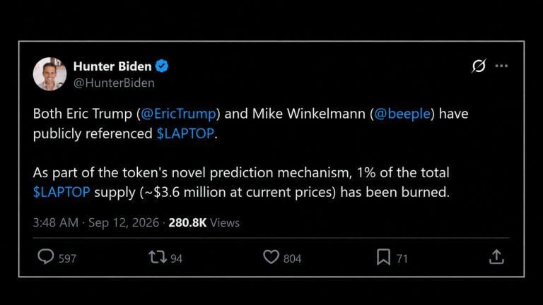 Hunter biden’s laptop burns $3.5m after eric trump and beeple mentions